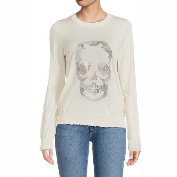 ZADIG & VOLTAIRE Skull Cashmere and Sparkle Sweater / XS - Picture 10 of 13